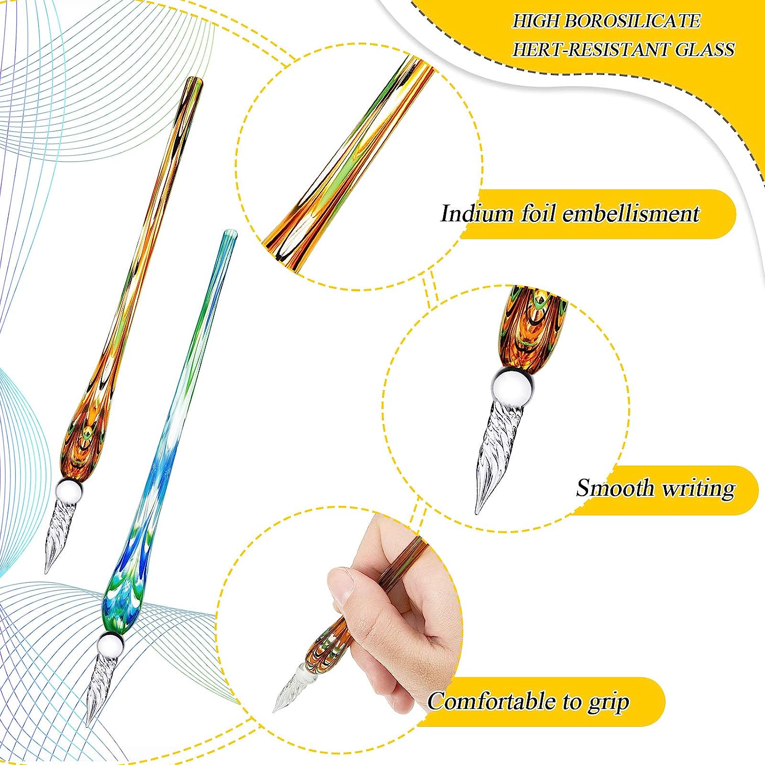 6pcs Glass Pen Calligraphy Dip Pens