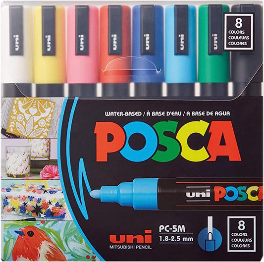 UNI POSCA PC-5M Posca Acrylic Paint Markers 8 Color