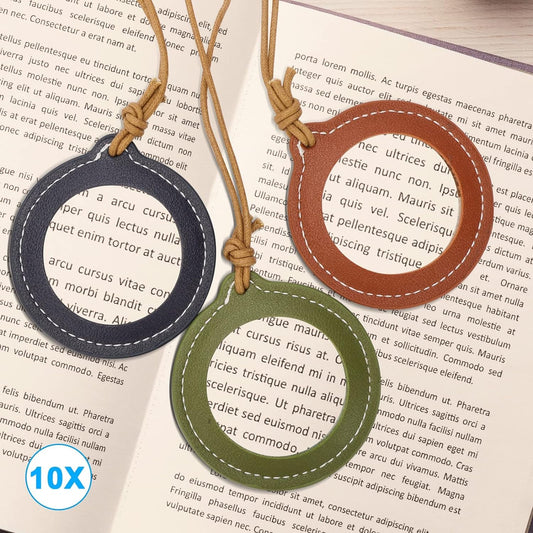 3Pcs Leather Necklace Magnifying Glass for Seniors & Kids