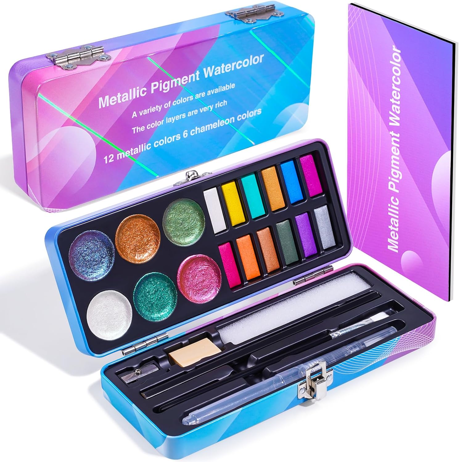 18 Color Metallic Watercolor Paint Set