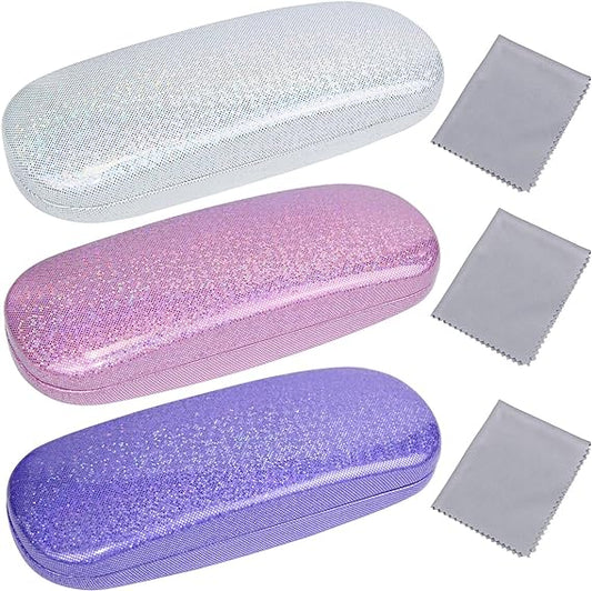 3PCS Hard Shell Protective Eyeglass Case for Women Men