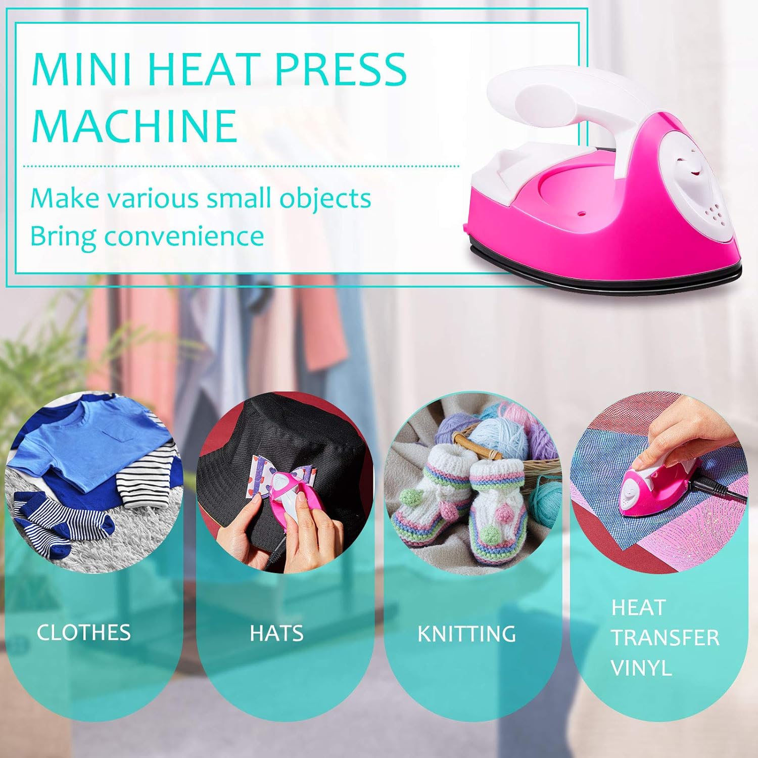 Mini Craft Heat Press Small Iron with Charging Base for Kids