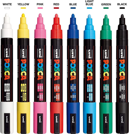 UNI POSCA PC-5M Posca Acrylic Paint Markers 8 Color