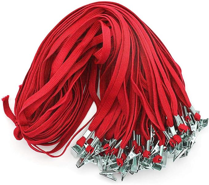 50PCS 32-Inch Flat Lanyards with Badge Clip