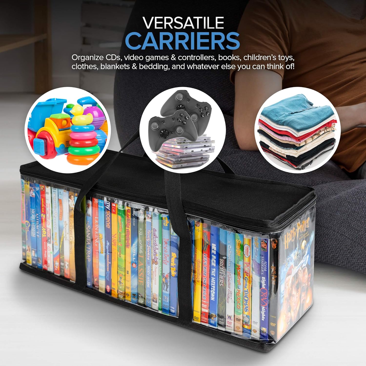 DVD Storage Bags Plastic Media Organizer Holders 4 Pack