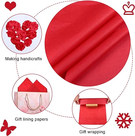100 Sheets Tissue Wrapping Paper for DIY Crafts 35x50cm Black White Red