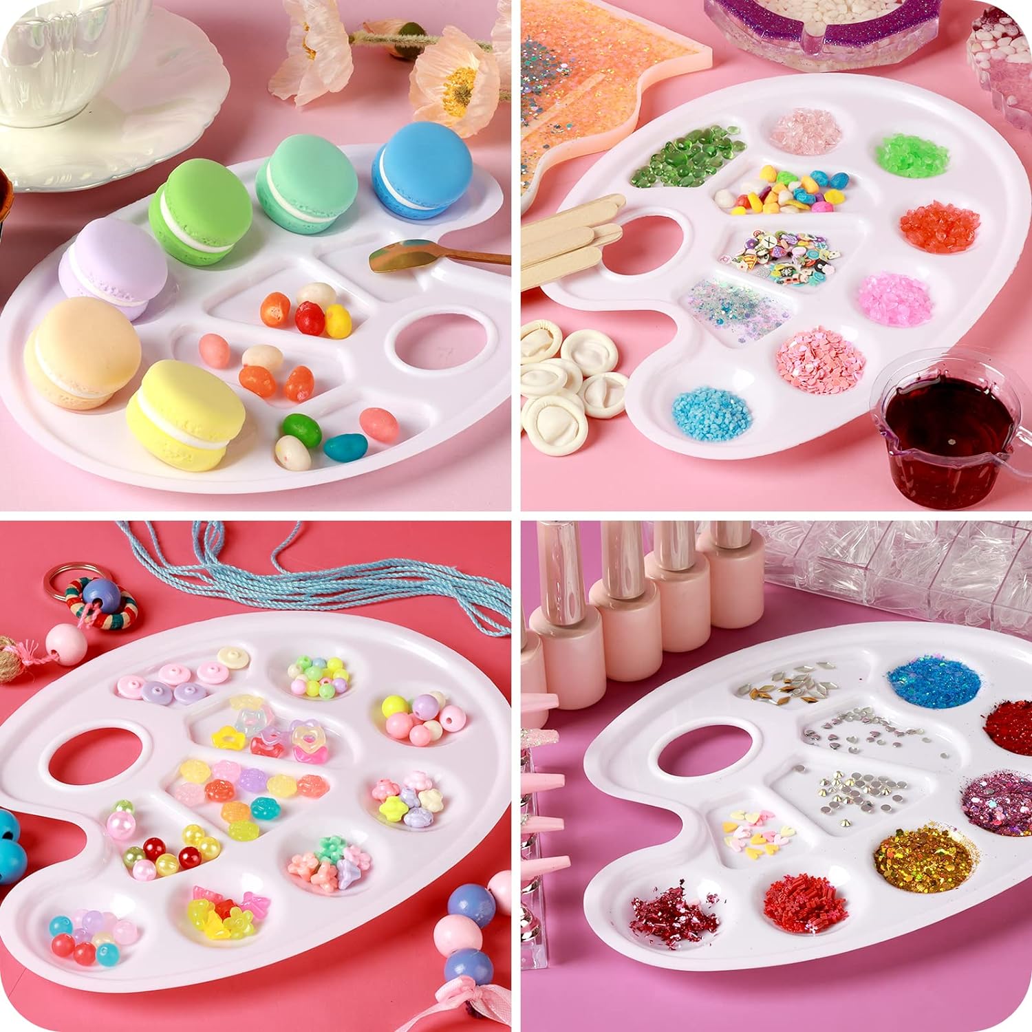 20Pcs Oval Paint Tray Palettes Plastic with Thumb Hole