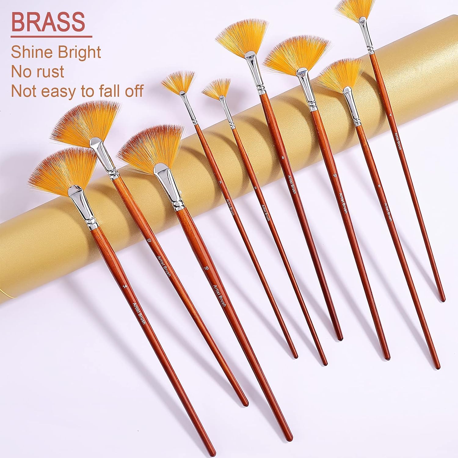 9Pcs Artist Acrylic Paint Brushes Set with Long Wood Handle