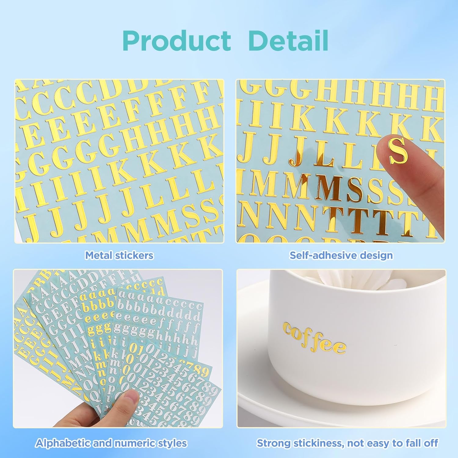 9mm Alphabet Number Stickers Self Adhesive 6 Sheets