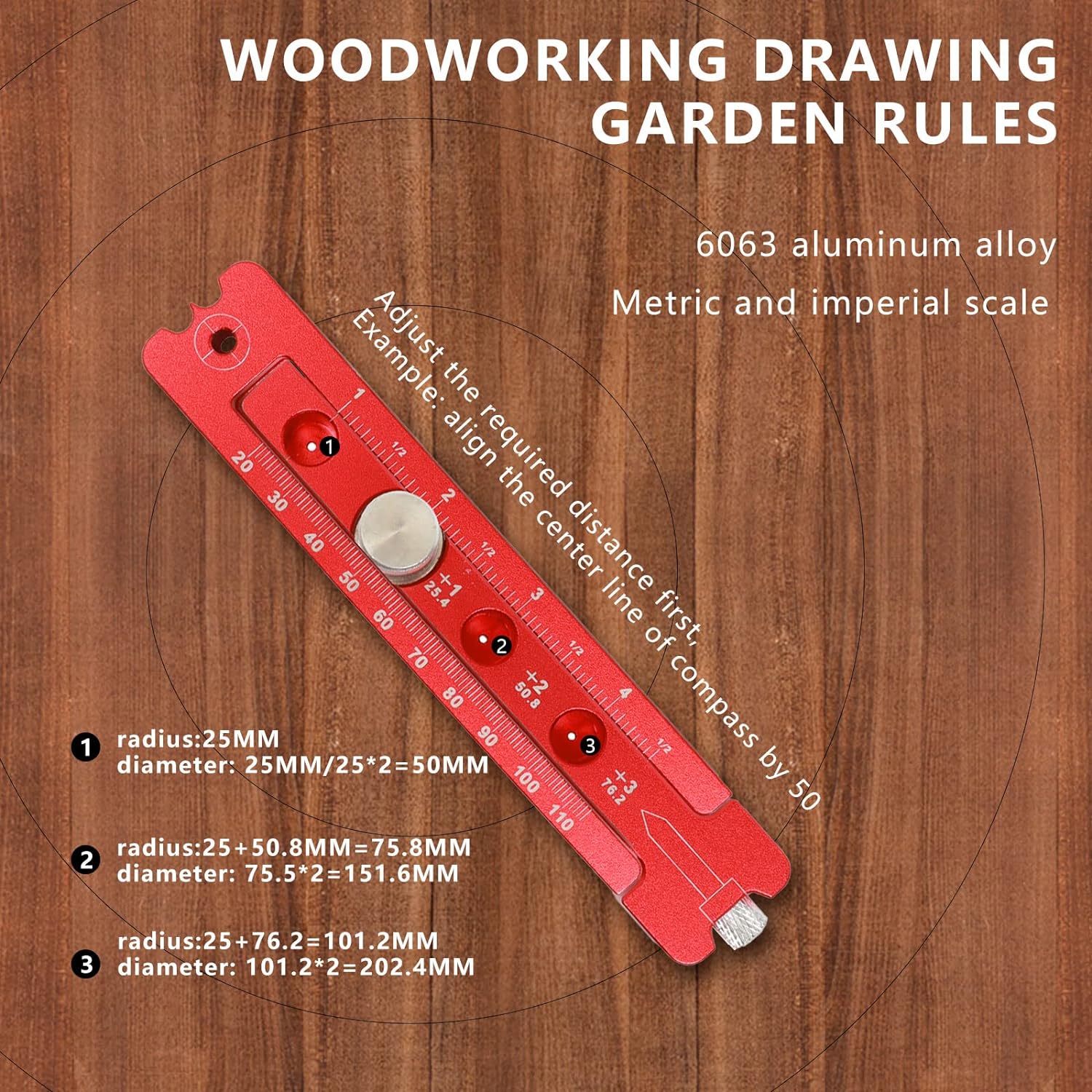 Aluminum Woodworking Compass Scriber Circle Ruler 164MM