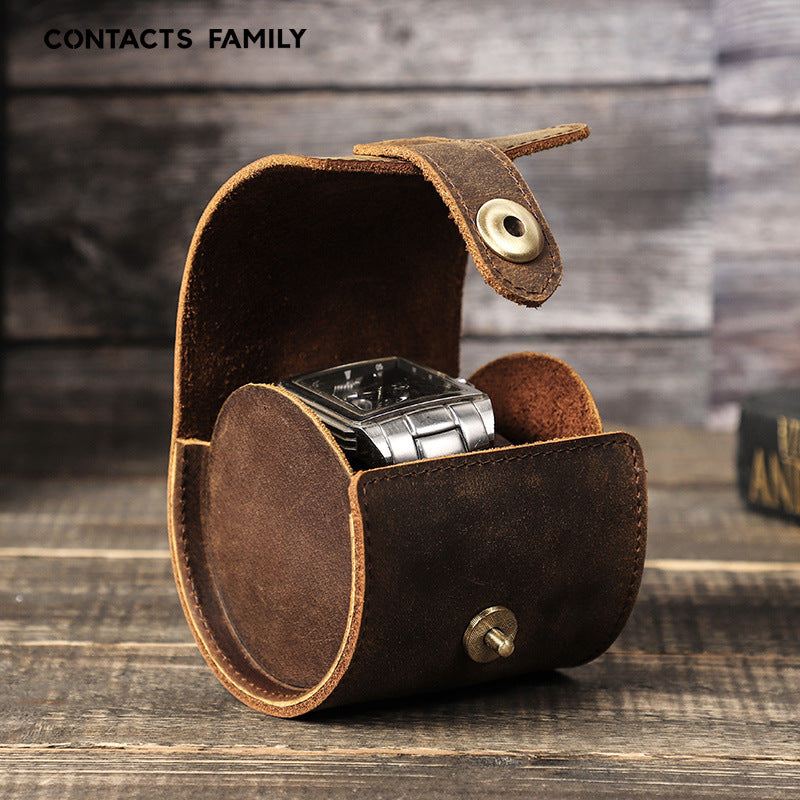 Leather Watch Roll Up Case Single