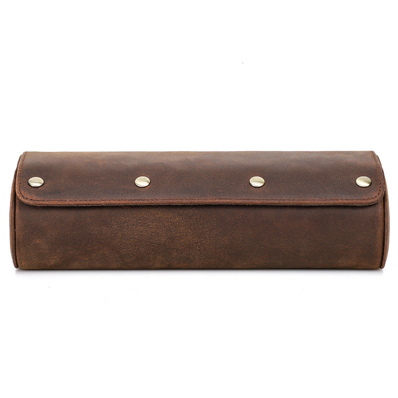 Leather Watch Roll Up Case 3 Slots Storage Box