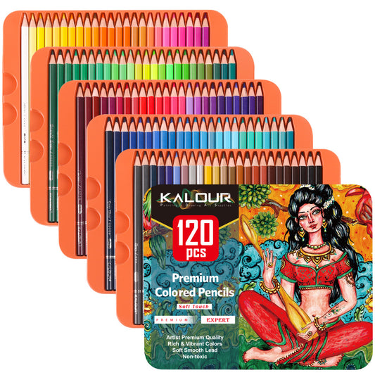 KALOUR 132 Colored Pencils Set,With Adult Coloring Book and Sketch Book,Artists