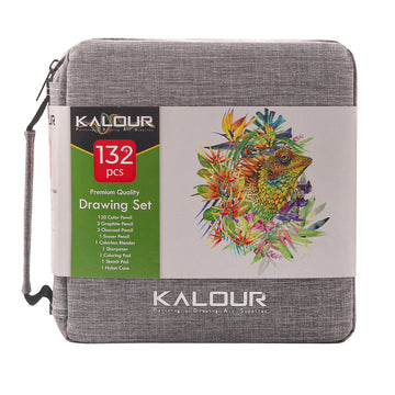 KALOUR 132 Colored Pencils Set with Portable Zipper Travel Case