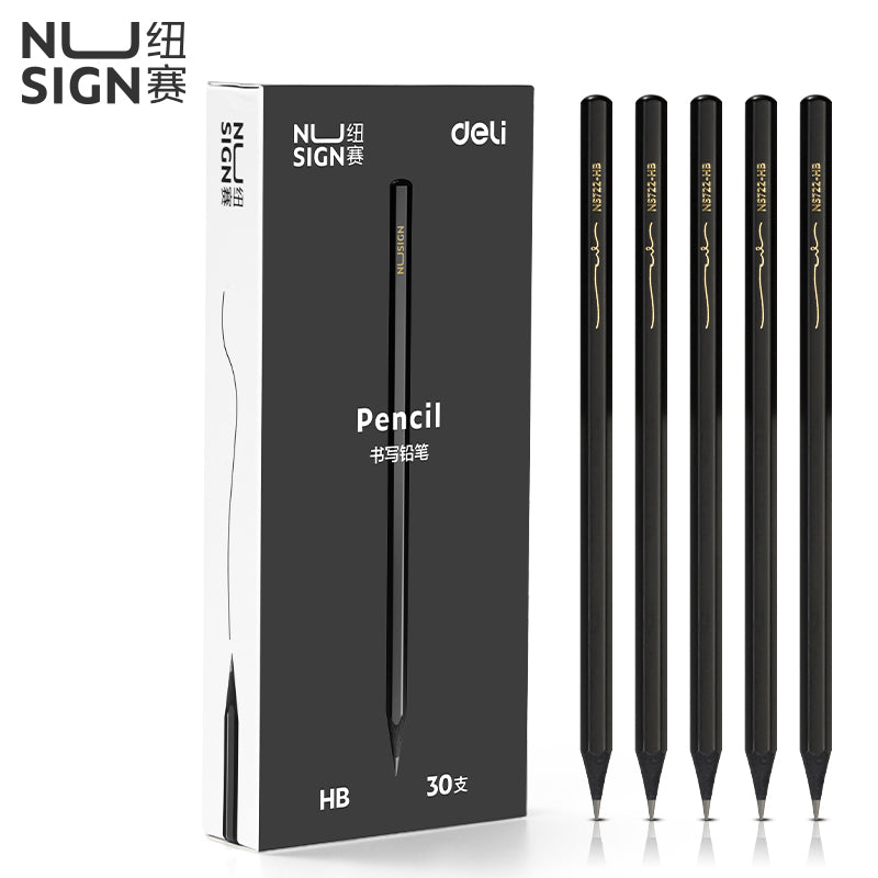 DELI 2B HB Black Wood Cased Graphite School Pencils 30 Pack