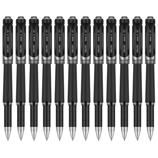 DELI S21 Black Gel Pen 0.7mm Medium Point,12 Pack