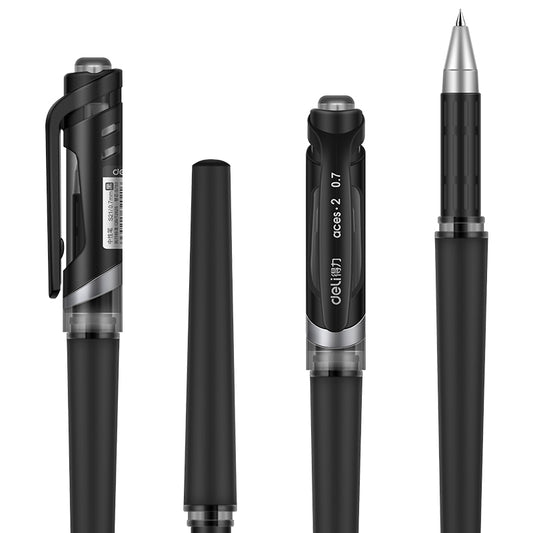 DELI S21 Black Gel Pen 0.7mm Medium Point,12 Pack