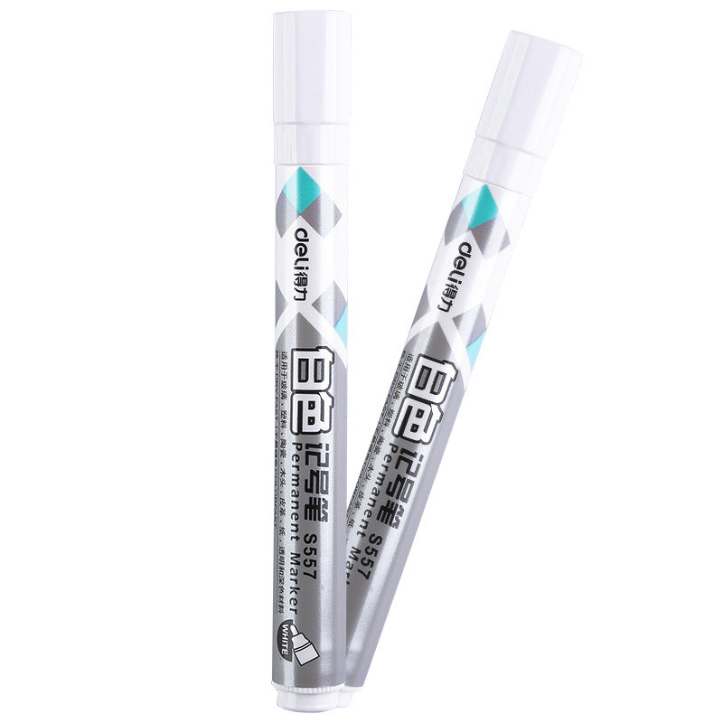 DELI White Permanet Paint Marker Pens Oil Based 1.8mm Medium Tip 10 Count