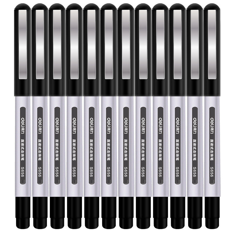 DELI S656 Rollerball Pens 12 Pack Black Red Blue Liquid Ink 0.5mm Fine Point