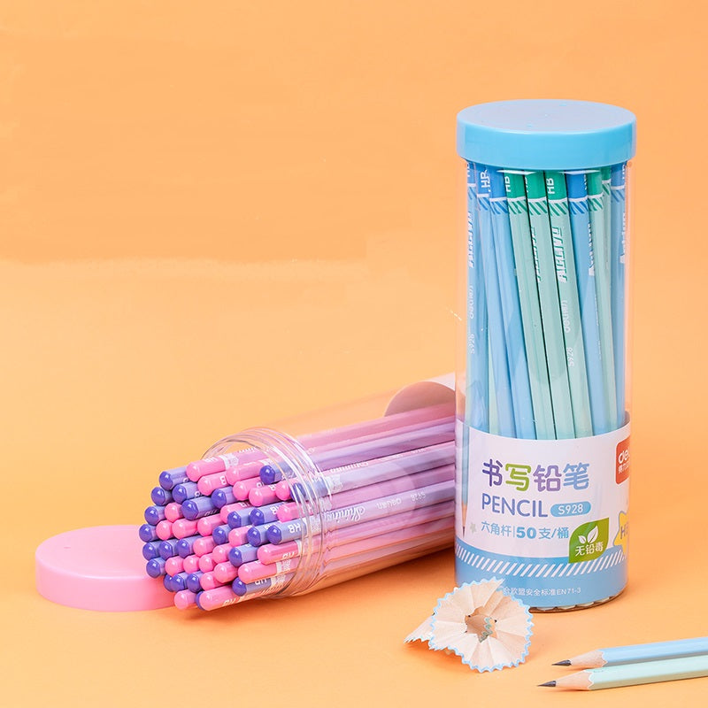 DELI HB Pencil 50 Pack Blue Pink Wooden Writing Pencils for School Office