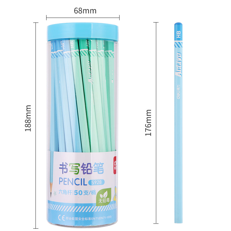 DELI HB Pencil 50 Pack Blue Pink Wooden Writing Pencils for School Office