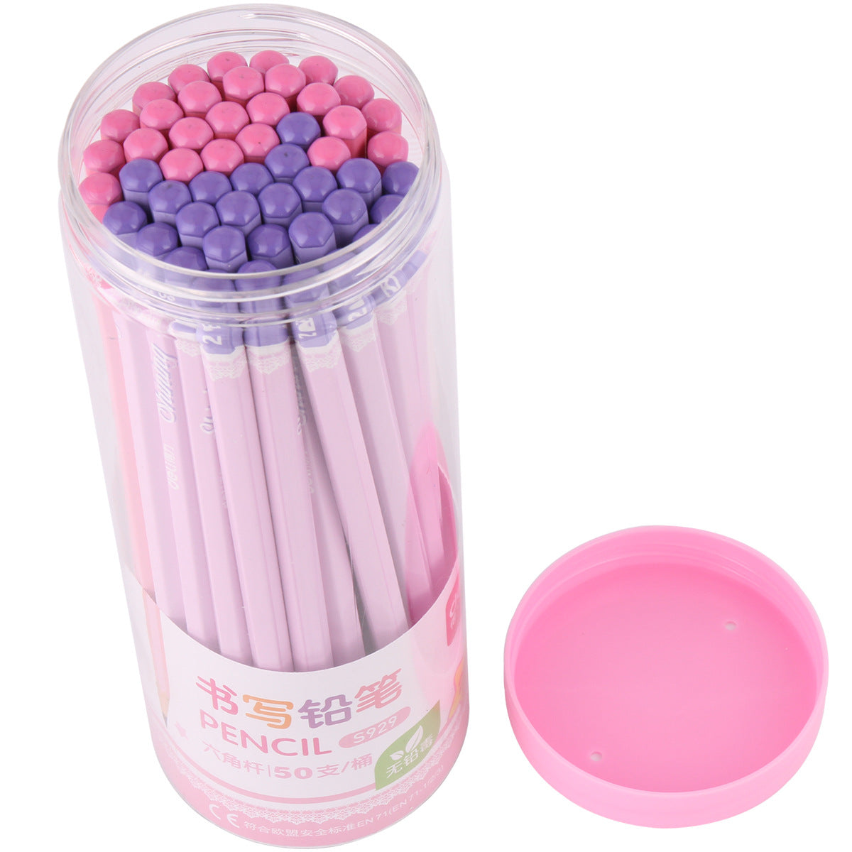 DELI 2B Pencil 50 Pack Blue Pink Wooden Drawing Pencils for School Office