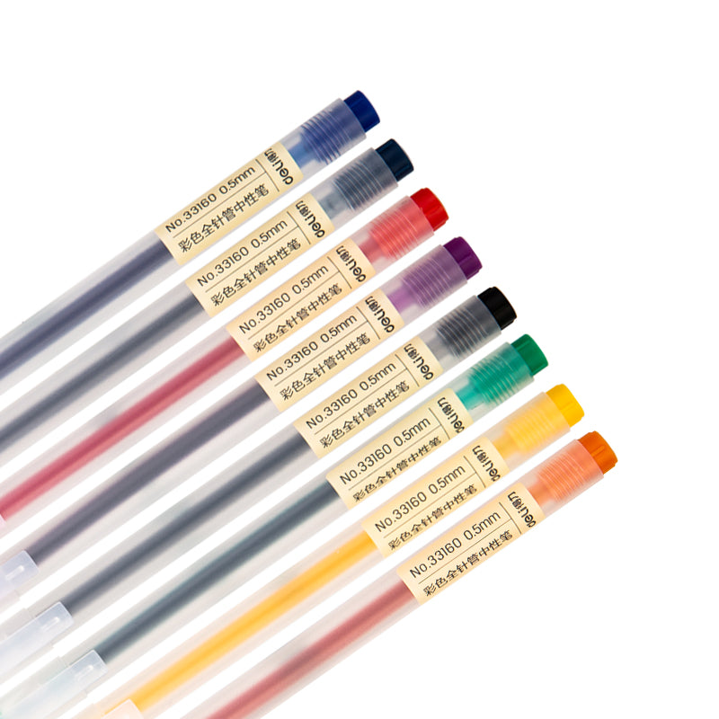 DELI 8 Color Gel Ink Pen with 8pcs Refills 0.5MM Needle Tip