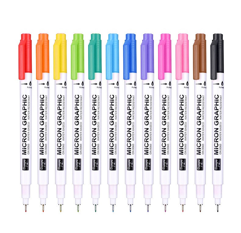 Guangna 12 Colour 0.5 Micron Graphic Needle Pen Set