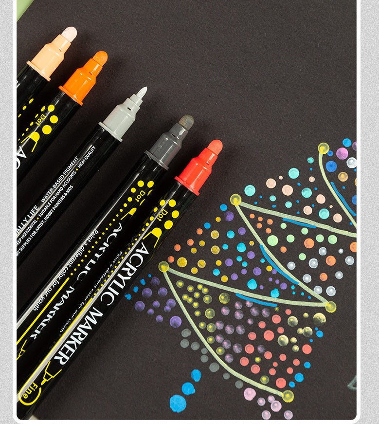 Guangna 60 Colors Acrylic Paint Markers Dual Tip(1-5mm)