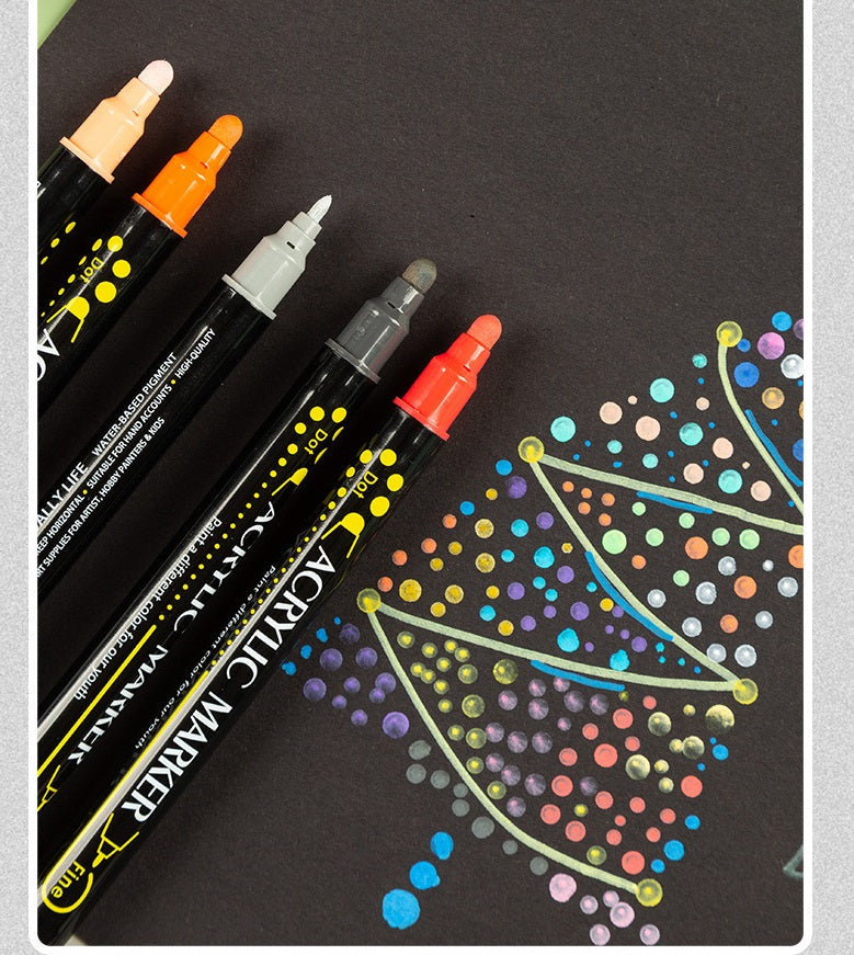 Guangna 48 Colors Acrylic Paint Markers Dual Tip(1-5mm)