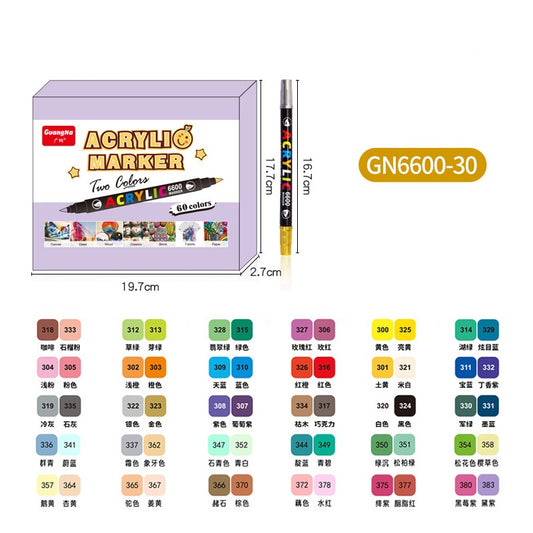 Guangna Acrylic Paint Marker Pens 60 Colors,Dual Brush Tip