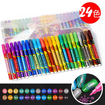 Guangna Neon Gel Pen Glitter Double Color Metallic Marker-24 Colors