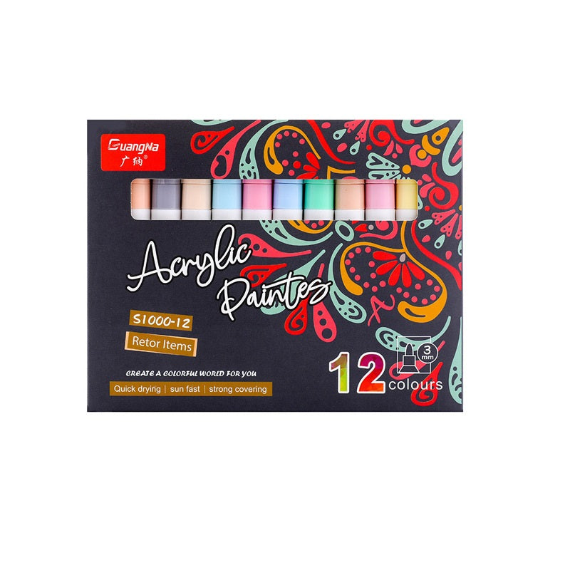 Guangna Pastel Paint Acrylic Marker Pens,3mm Medium Tip,12 Colors