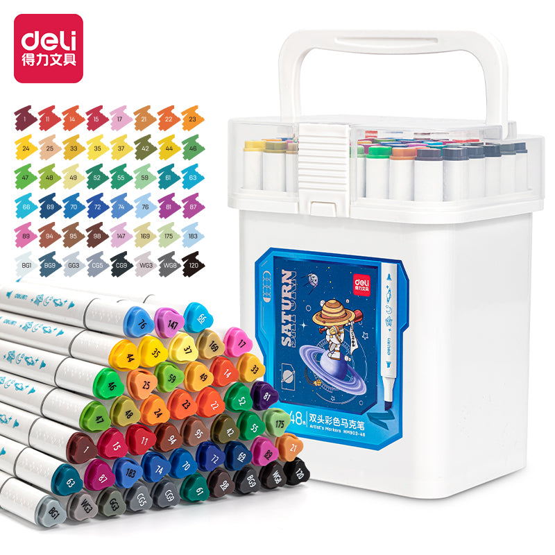 DELI HM903 12/24/36/48/60 Colors Alcohol Based Art Markers Dual Tip