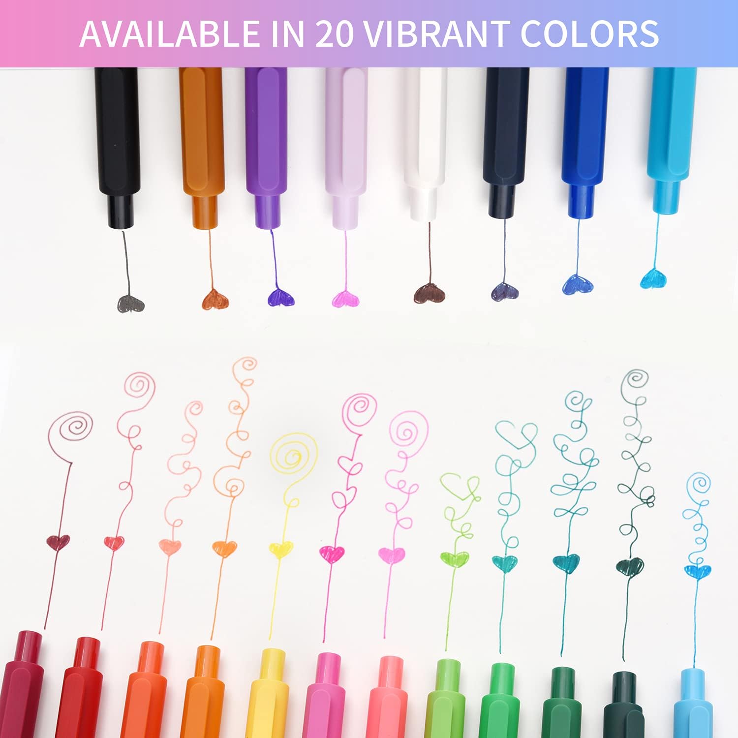 KACO Retractable Gel Pens, 20 Assorted Colors