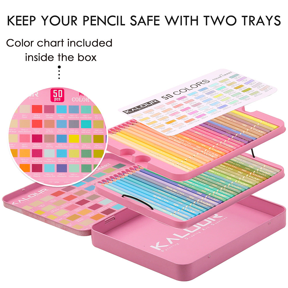 KALOUR 50 Macaron Colored Artist Pencils Set for Adults Kids