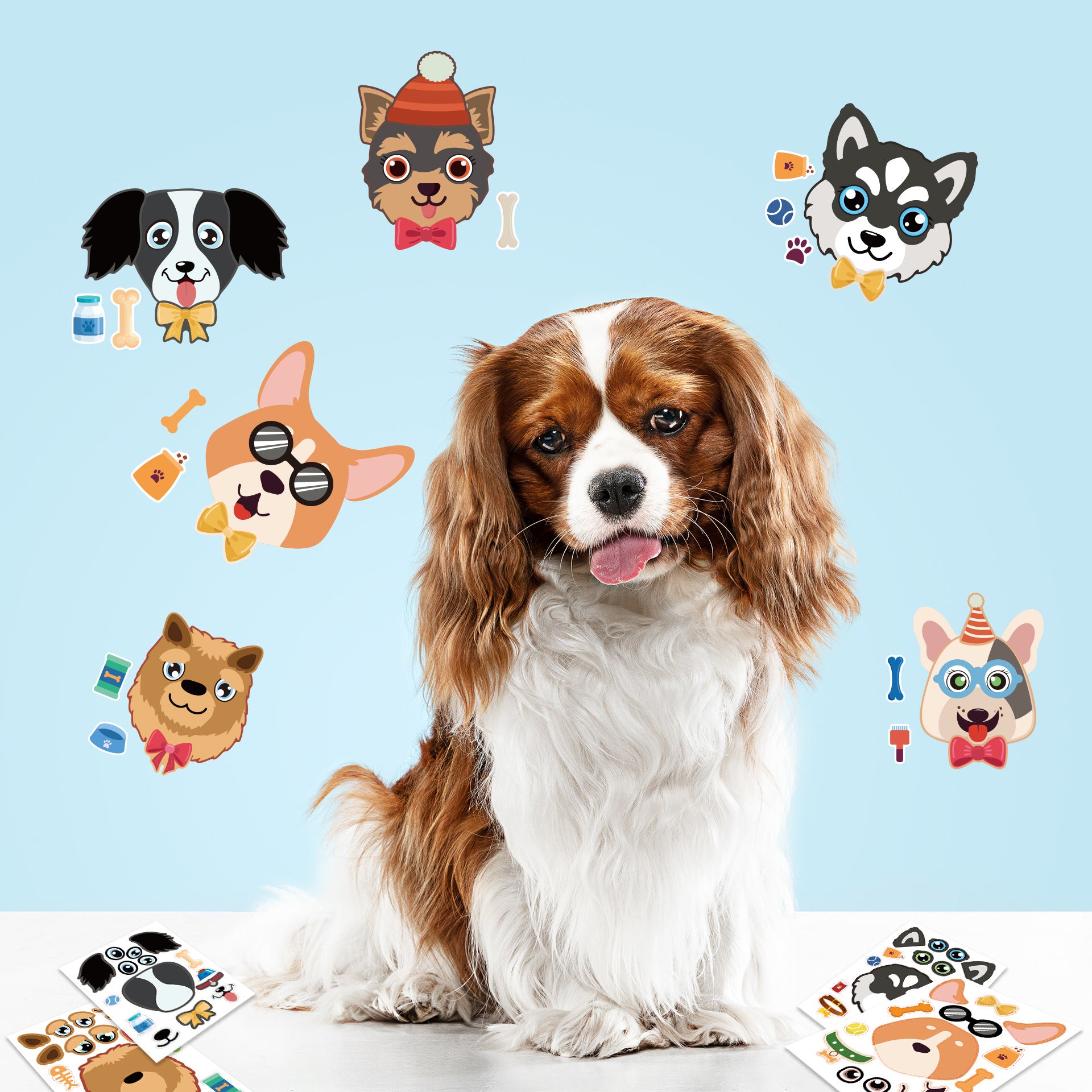 24 Sheets Cartoon Dog Make Your Own Stickers for Kids