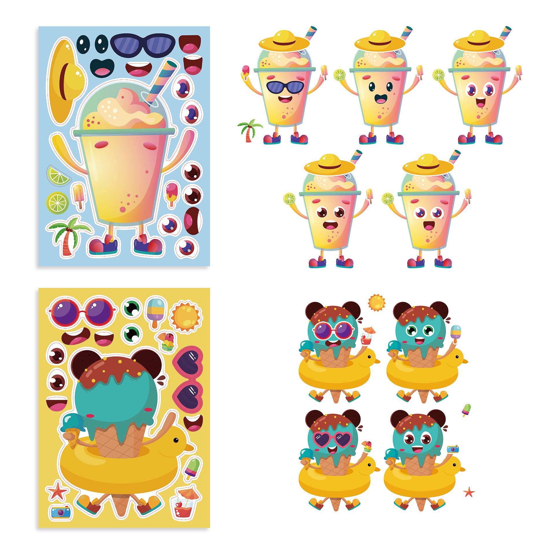 24 Sheets Fruit Icecream Make Your Own Stickers for Kids