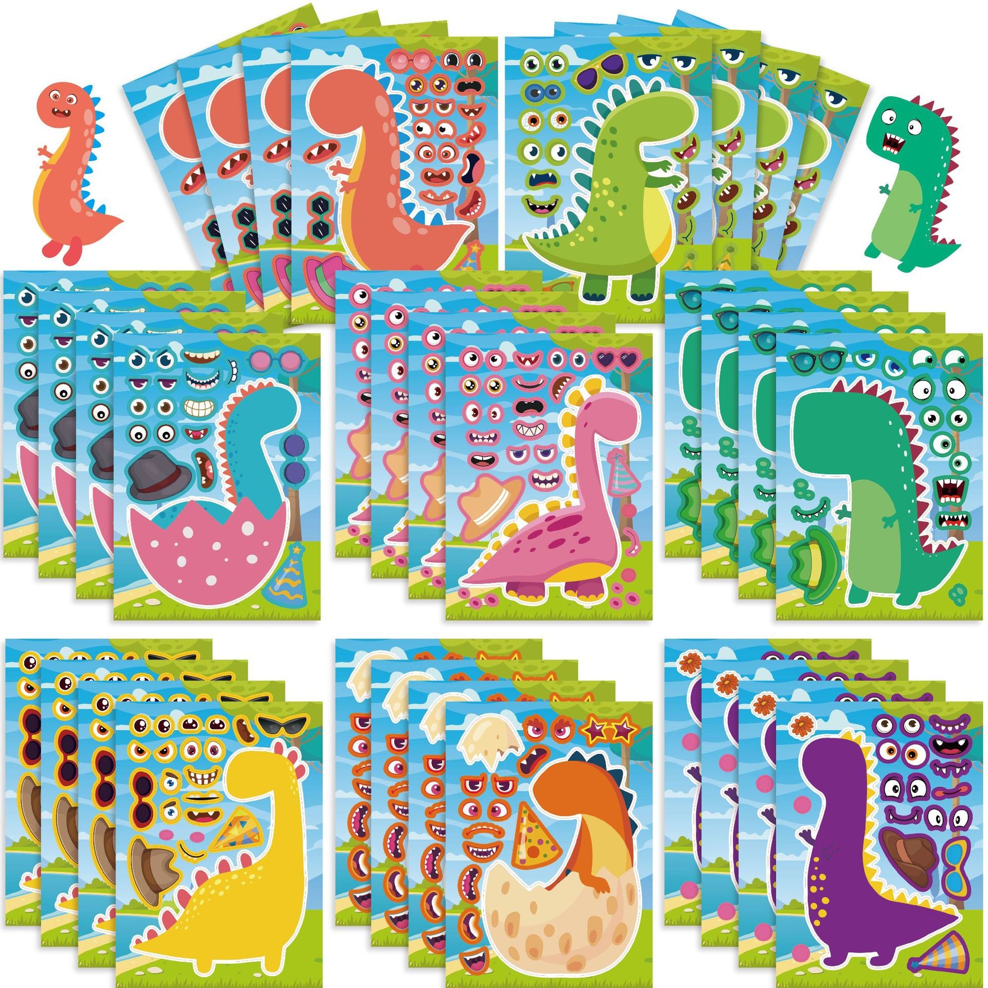 32 Sheets Dinosaurs Cartoon Make Your Own Stickers for Kids