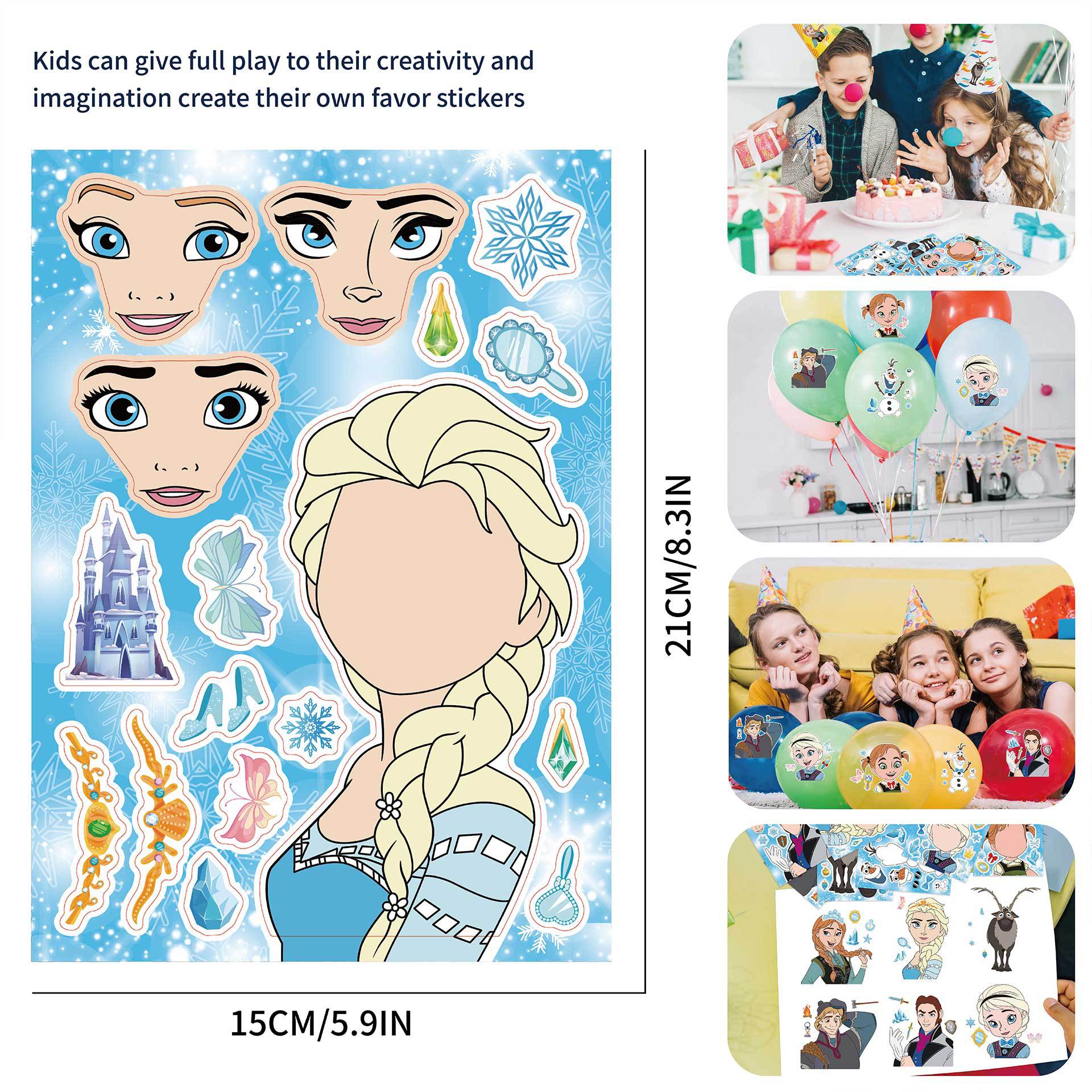 32Pcs Frozen Princess Make a face Stickers for kids