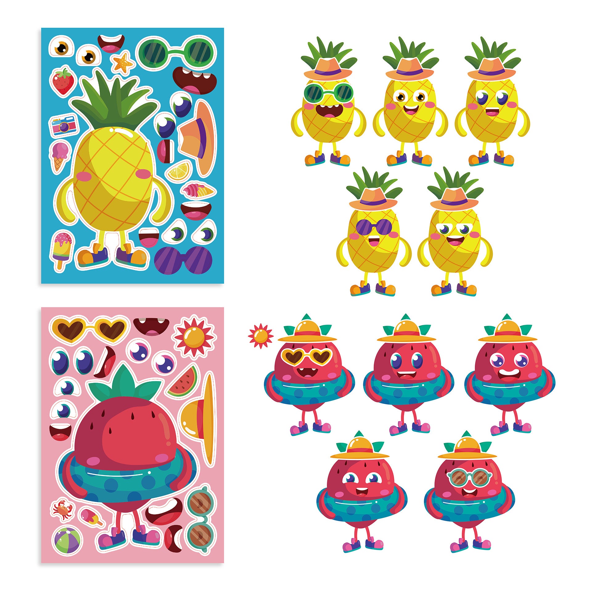 24 Sheets Fruit Icecream Make Your Own Stickers for Kids