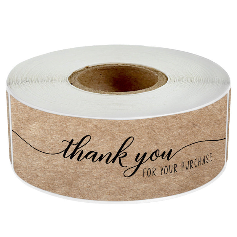 1500pcs (1"x 3") Thank You Stickers Kraftpaper, Rectangular Labels for Small Business