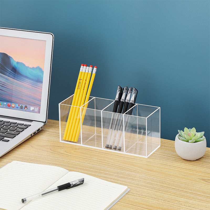 Acrylic Desk Pen Holder 4 Compartments