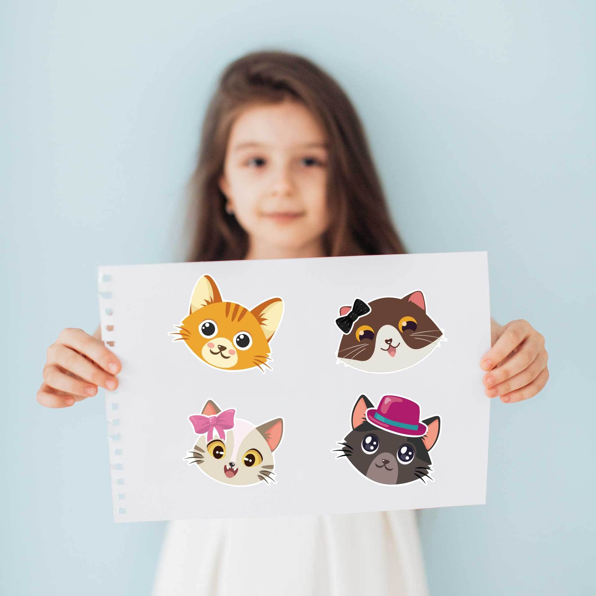 36 Sheets Cartoon Cats Make Your Own Stickers for Kids