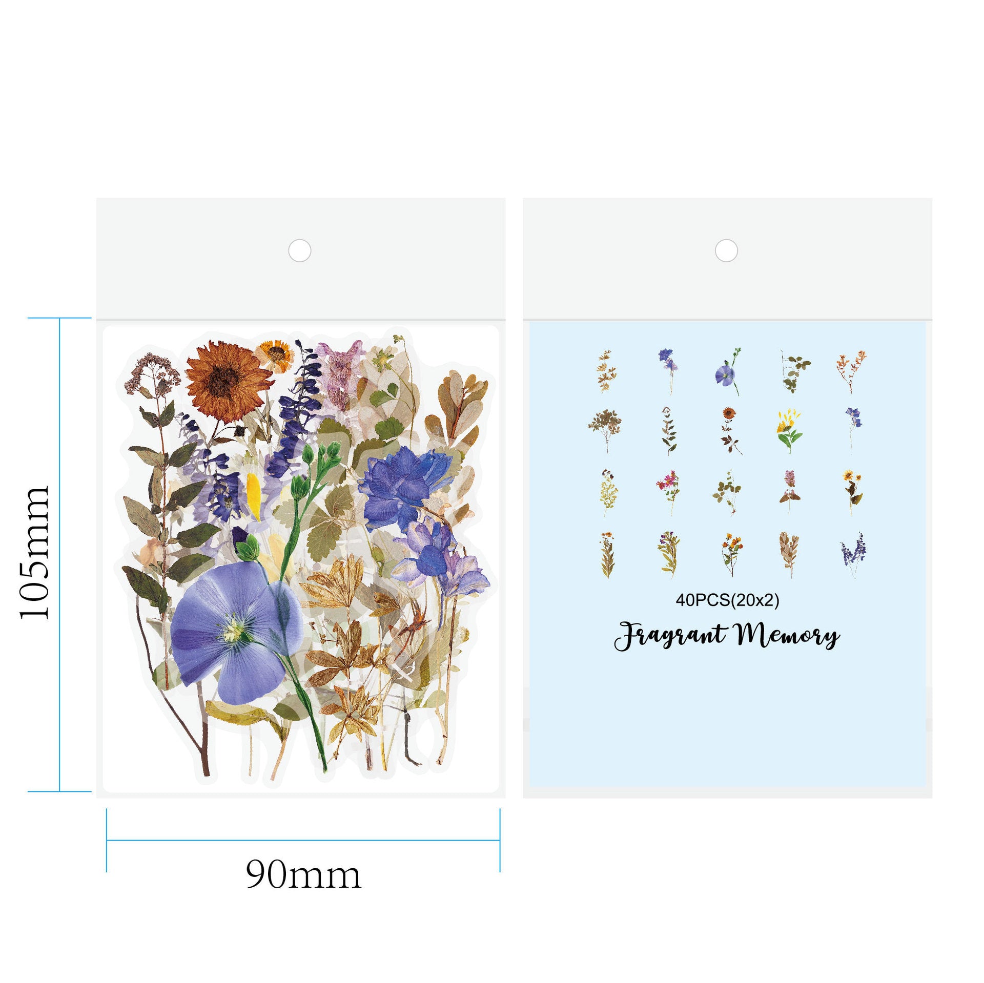 160pcs Clear PET Transparent Flower Floral Stickers Set