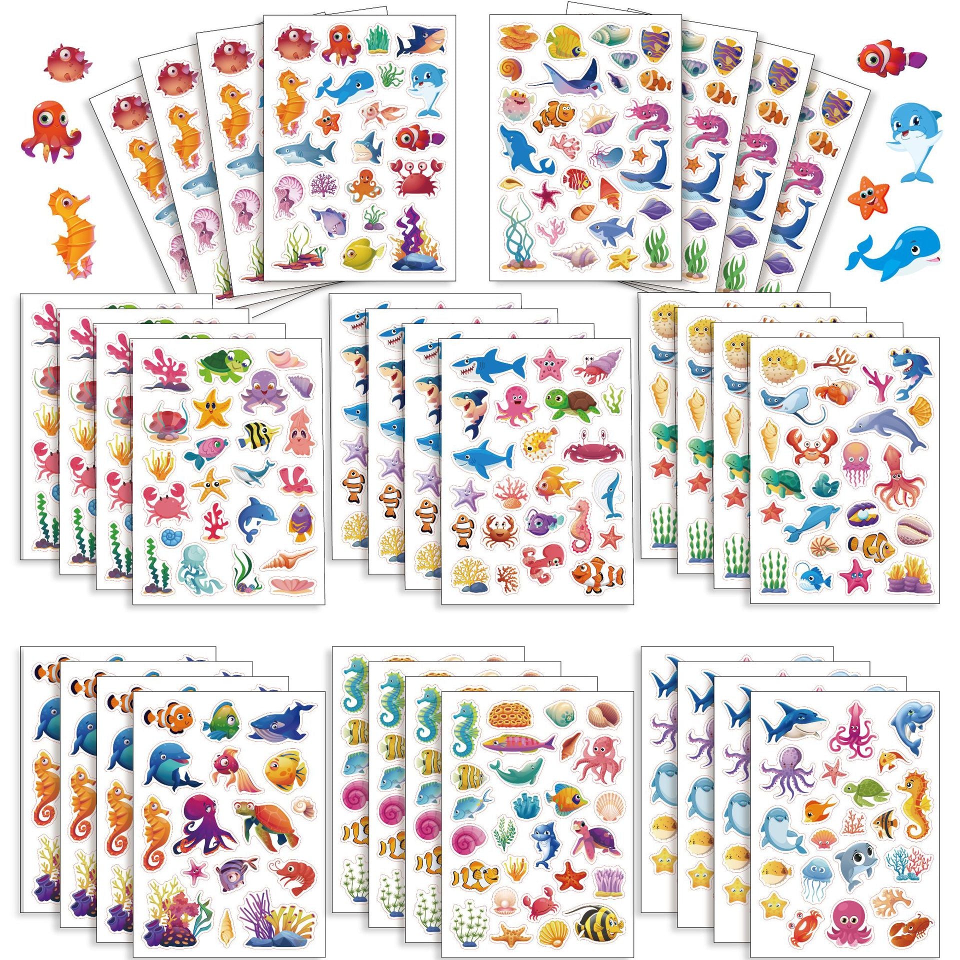 32 Sheets Marine Animals Make Your Own Stickers for Kids