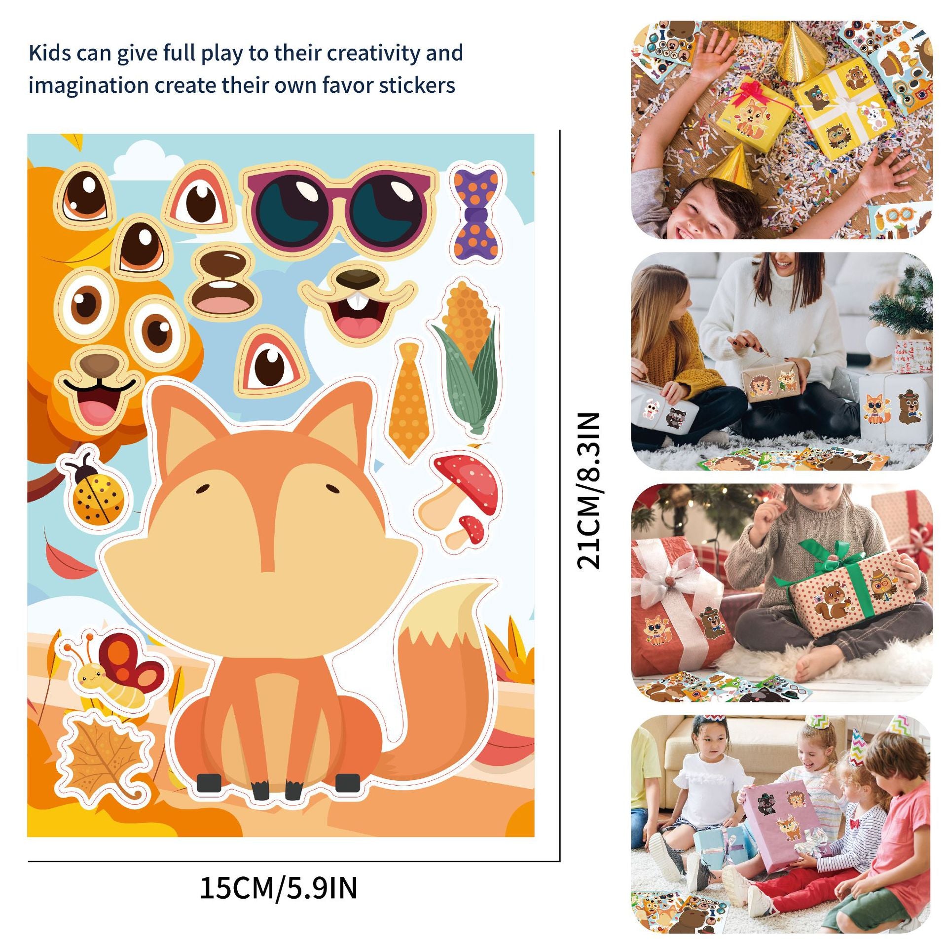 32 Sheets Forest Animals Make Your Own Stickers for Kids