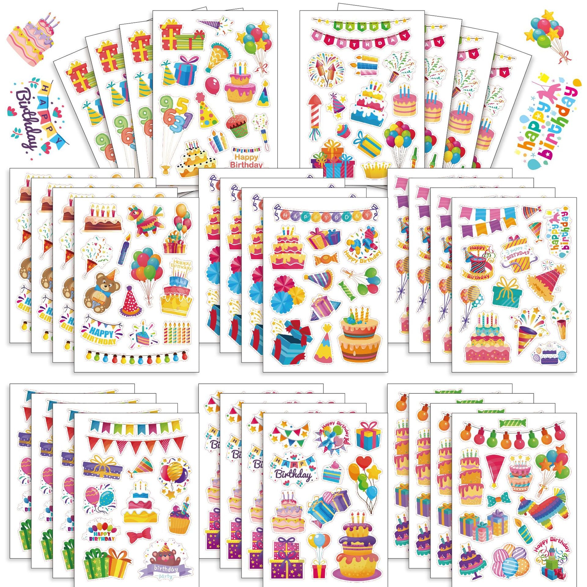 32 Sheets Happy Birthday Party Make Your Own Stickers for Kids
