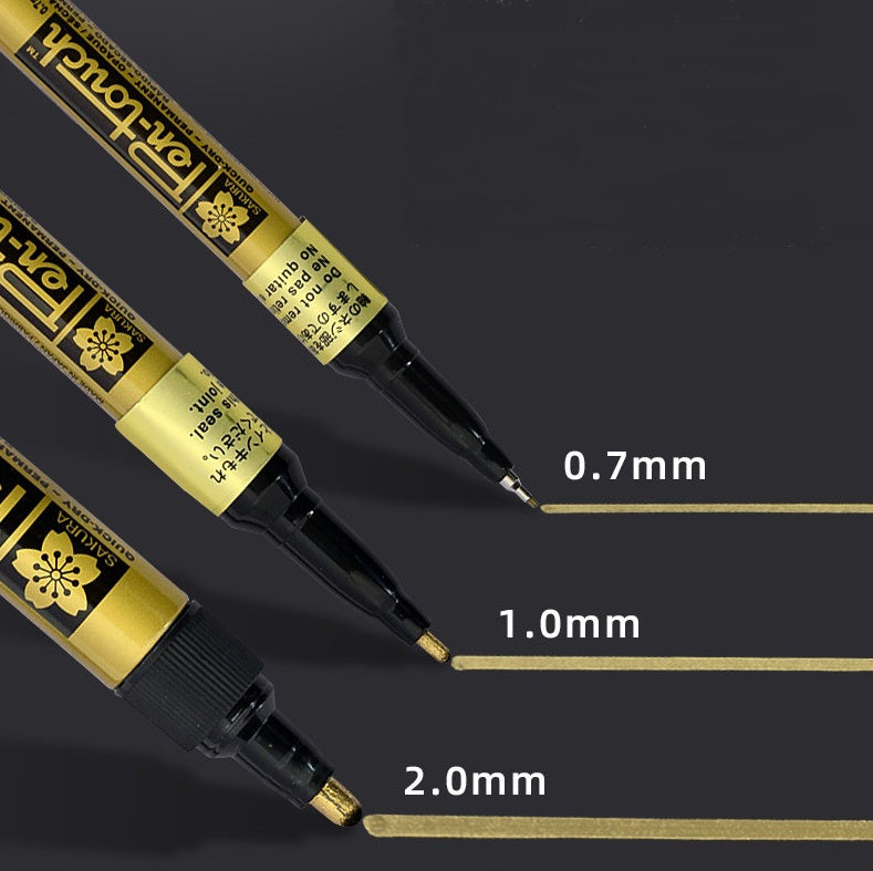 Sakura Pen-Touch Paint Marker 0.7/1.0/2.0mm Metallic Gold Color,4 Pack