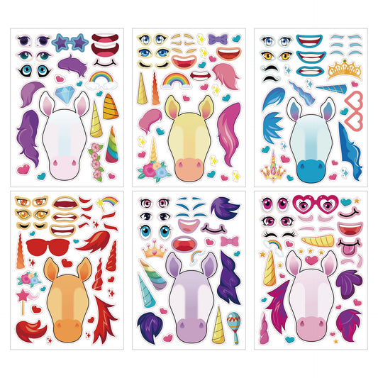 24 Sheets Make Your Own Unicorn Stickers for Kids 21 x 15 cm